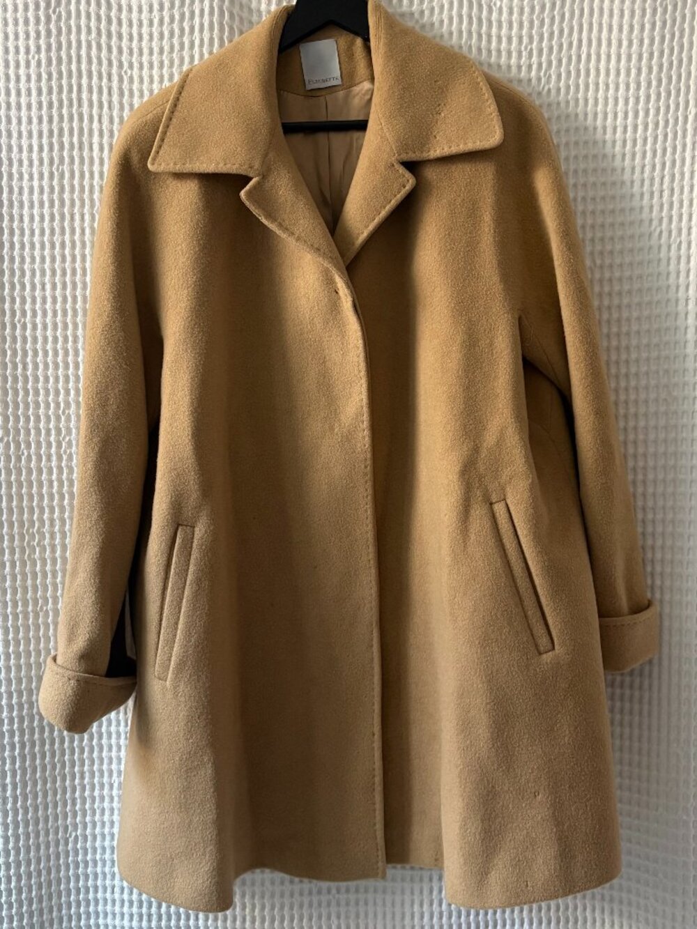 Vintage Fleurette Loro Piana camel hair women's retro coat size 14 MOTH DAMAGE